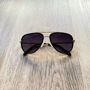 quay australia all in black & gold small polarized aviator sunglasses eyewear